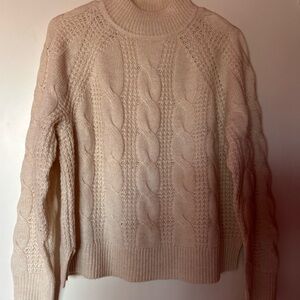 J Crew Cable Knit Cream Oversized Sweater